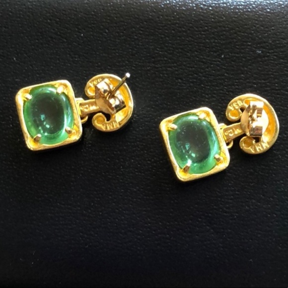 Gold and Green Earrings - Picture 2 of 3